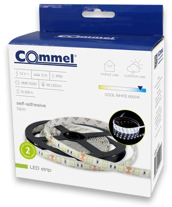 Commel LED szalag 5050 SMD (60 led fény/méter) hideg fényű 6500K 3 m