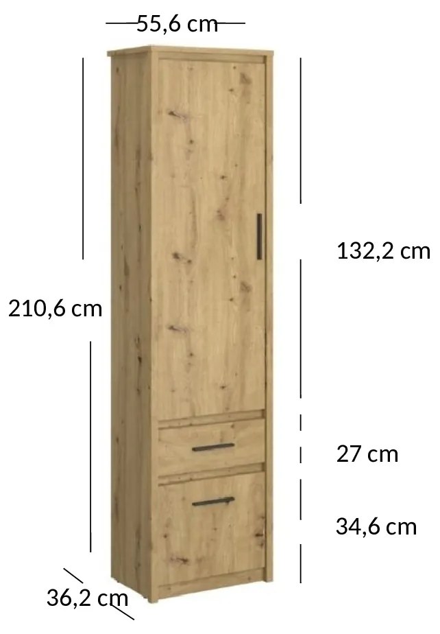 Regál Andra 2D1S (artisan tölgy). Akció -17%. 1052743