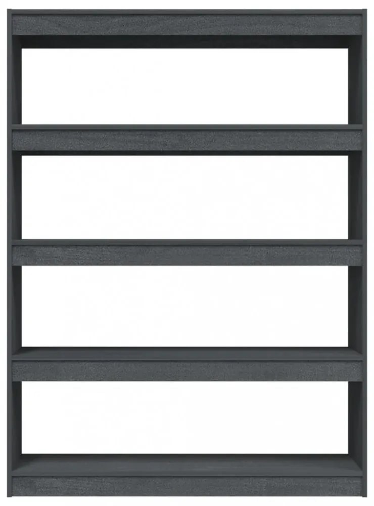 szürke tömör fenyőfa könyvszekrény/térelválasztó 100 x 30 x 135,5 cm
