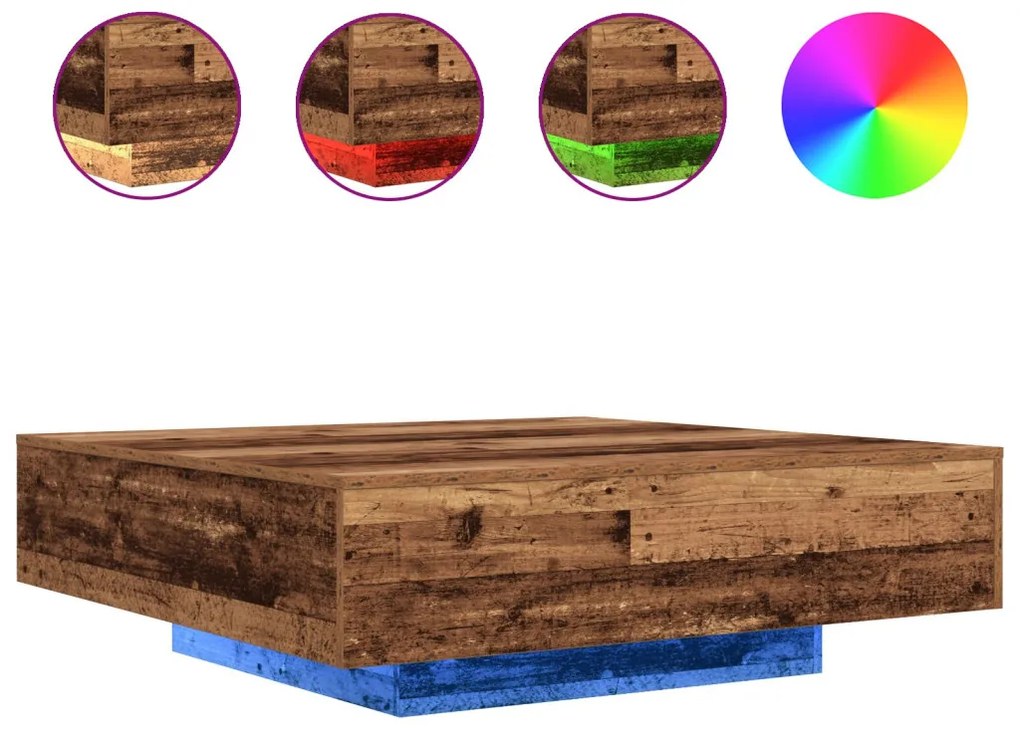 vidaXL Dohányzóasztal Öreg fa 100 x 100 x 31 cm Faanyag