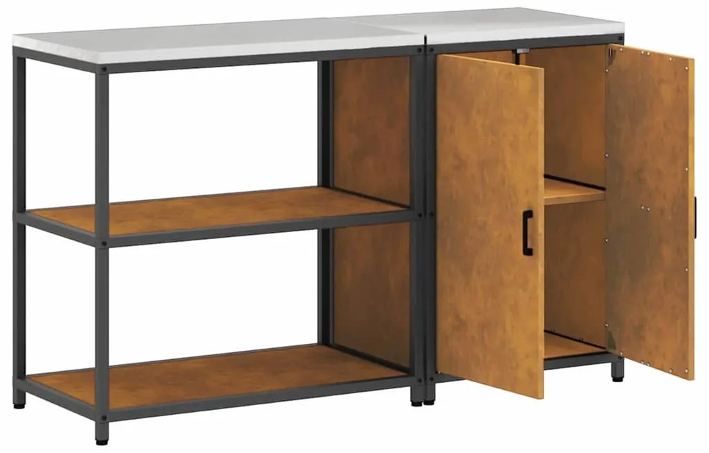 Konyhai Tároló Készlet polcokkal 2 pcs Rozsdás 150 x 50 x 92 cm