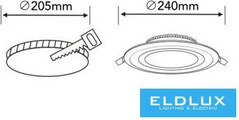 UNIVERSO Süllyesztett spot lámpa 36w 3100lm CCT.kap 120° IP20 Fehér D240mm kivágás:205mm