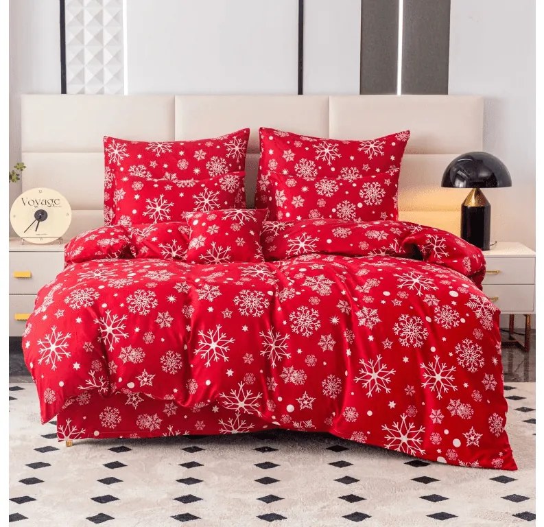 Flanel Mikroszálas ágyneműhuzat SNOWFALL piros Ágyneműhuzat mérete: 2 db 70 x 90 cm | 200 x 220 cm