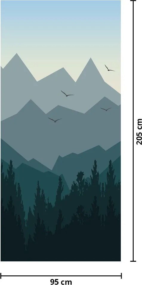 Fotótapéta ajtóra - Hegyek grafikus szemmel (95x205cm)