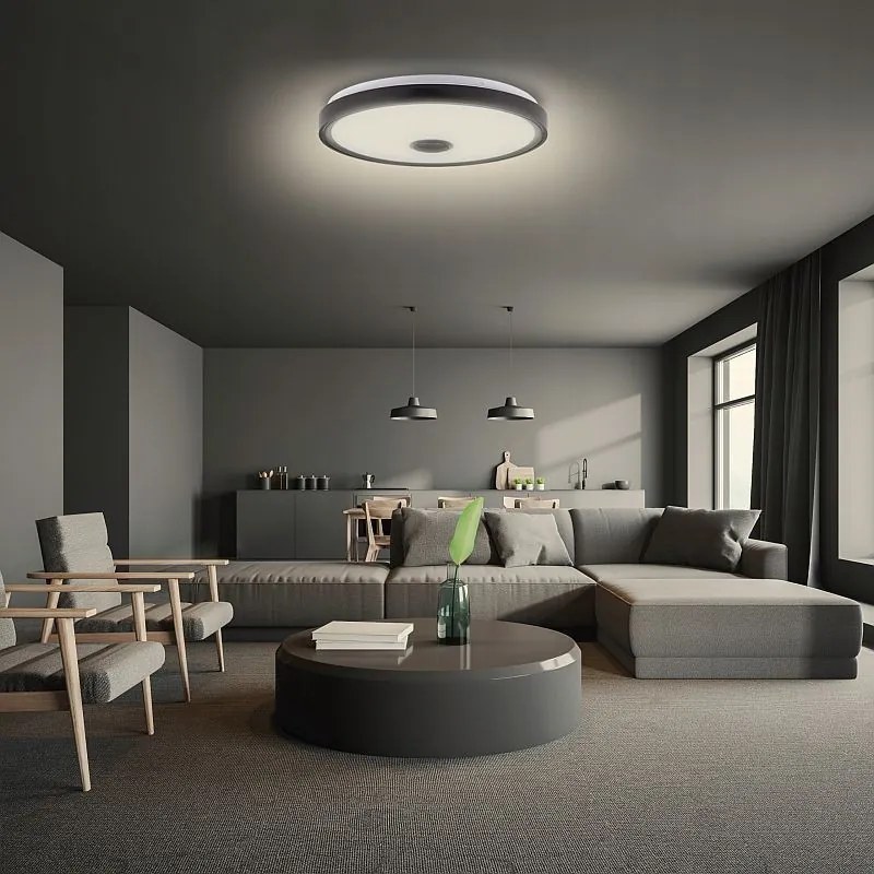 LED RGB 72W mennyezeti lámpa, távirányító, Bluetooth, dallamok, hangerő és fényerőszabályozás, Android és iOS, 50 cm