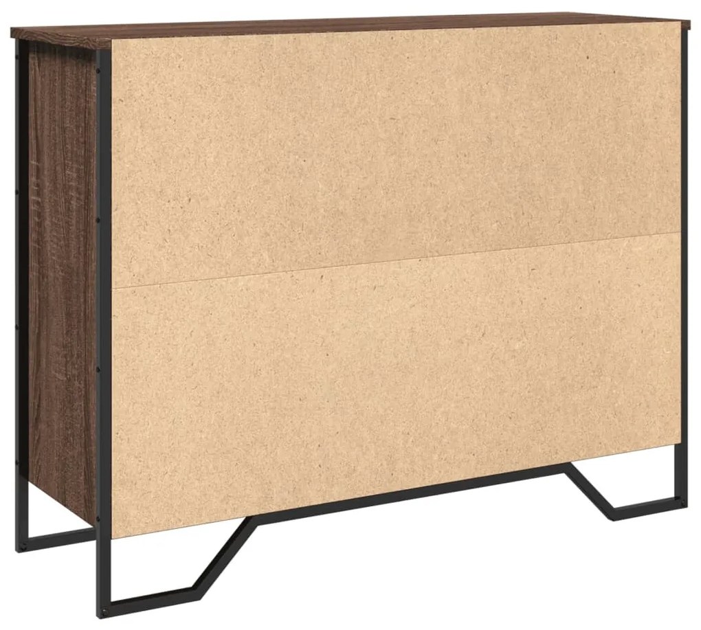 barna tölgy színű szerelt fa tálalószekrény 97 x 32,5 x 74,5 cm