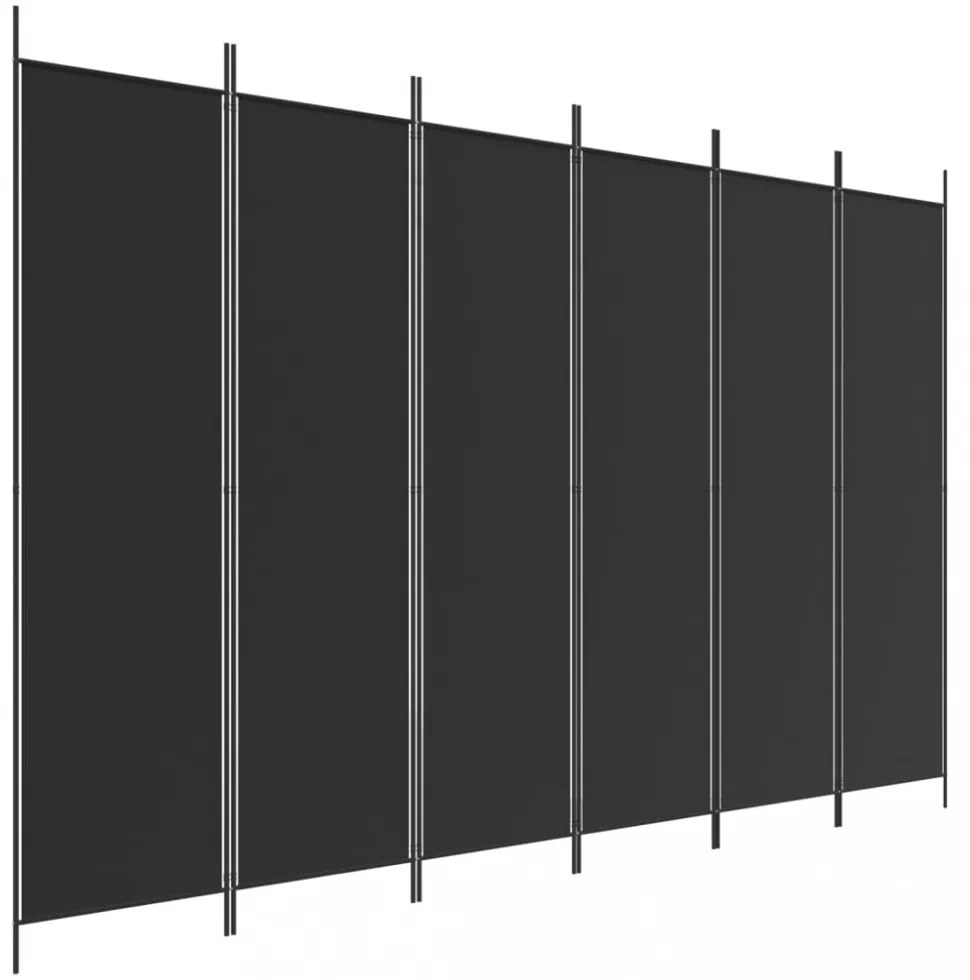 6 paneles fekete szövet térelválasztó 300x200 cm