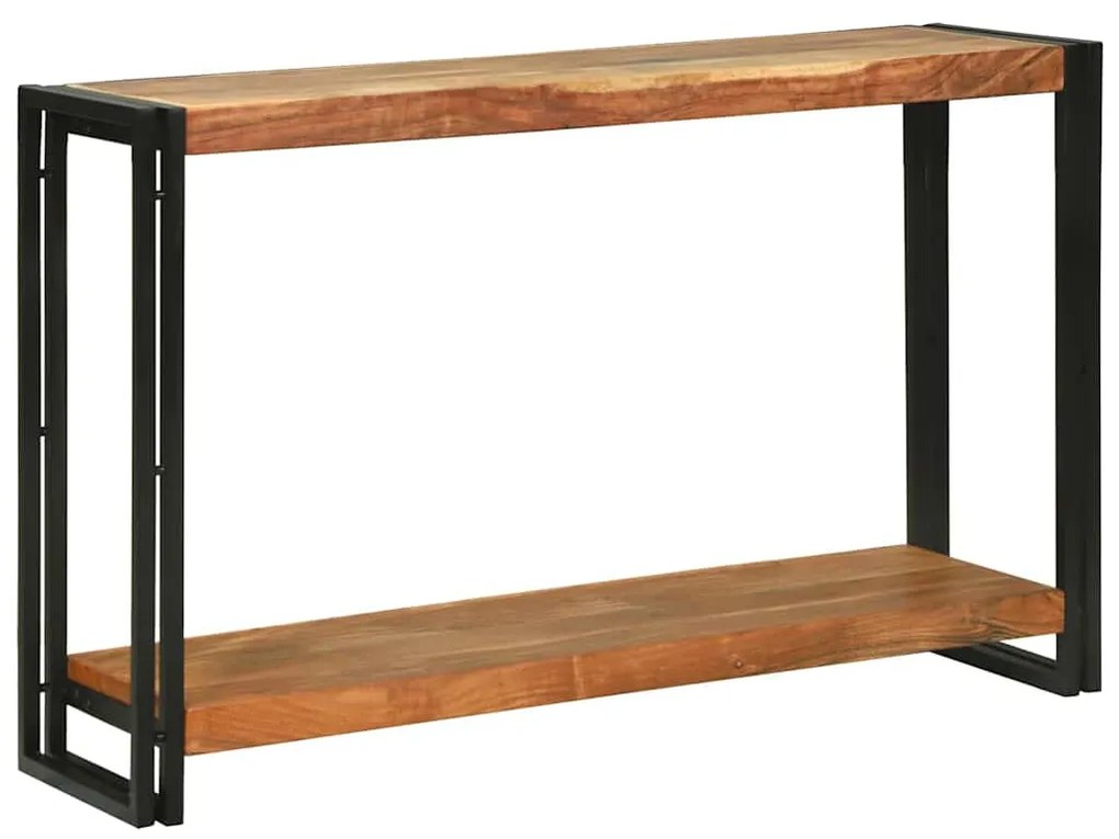 Konzolasztal polcokkal Barna 120 x 33 x 75 cm tömör akácfa