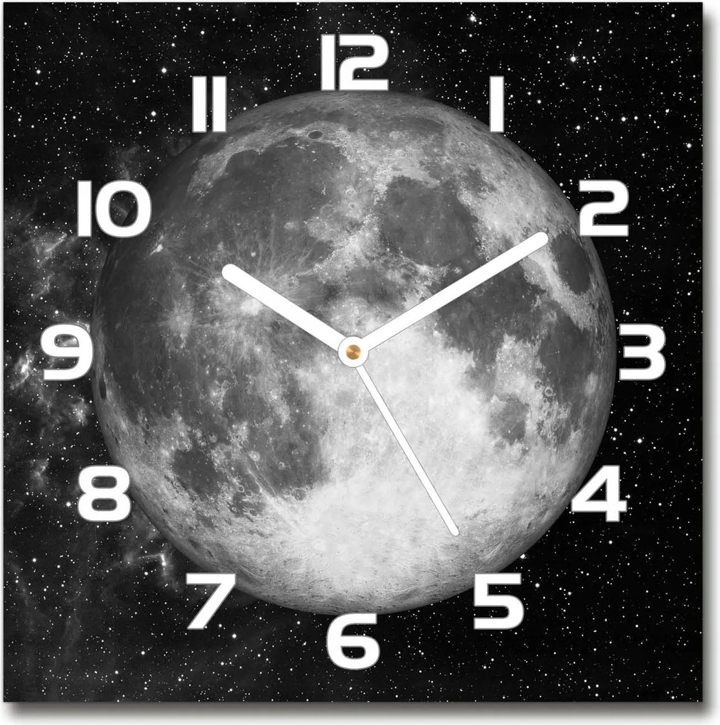 Üveg falióra négyzet alakú Hold 30x30 cm