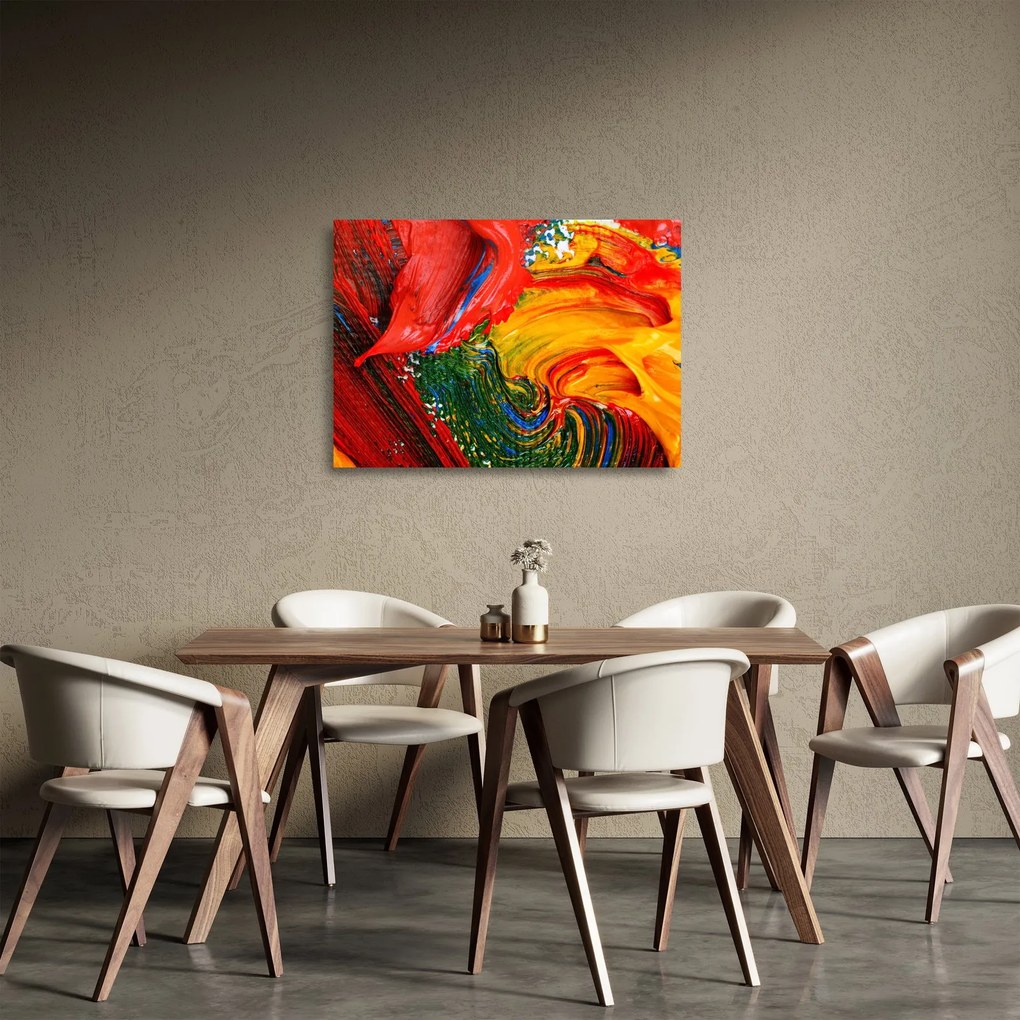 Üveg kép - Kékítő absztrakció ecsettel (70x50 cm)