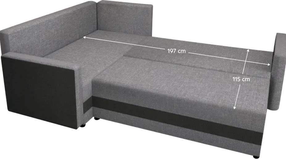 Univerzális ülőgarnitúra, fekete/szürke, DINA L ROH