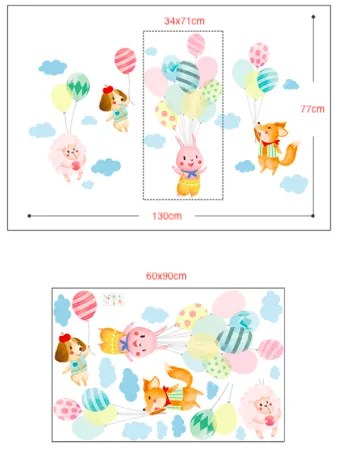 PIPPER | Falmatrica "Állatok léggömbökkel 2" 130x77cm