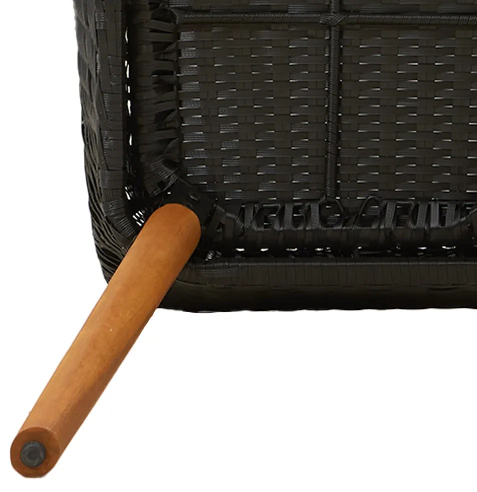 3 részes kerti étkezőkészlet fekete poli rattan
