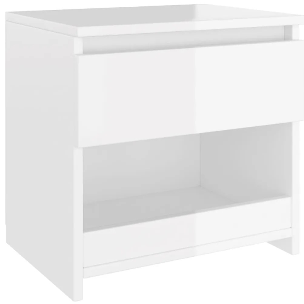 2 db magasfényű fehér szerelt fa éjjeliszekrény 40 x 30 x 39 cm