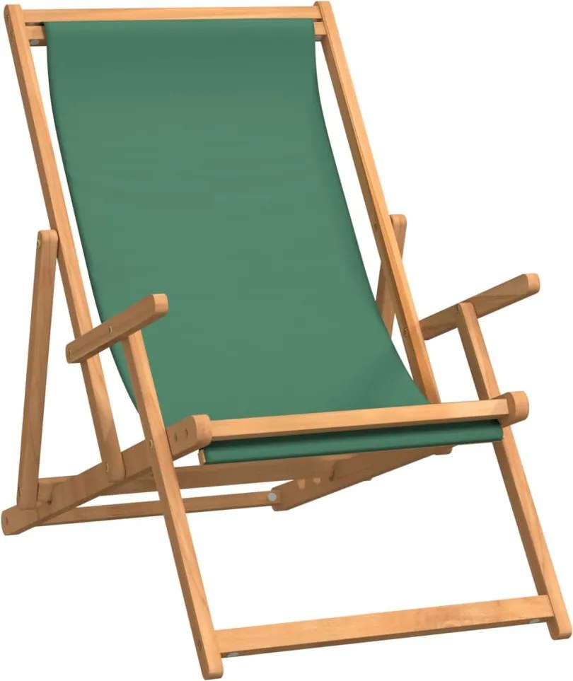 vidaXL zöld tömör tíkfa összecsukható strandszék