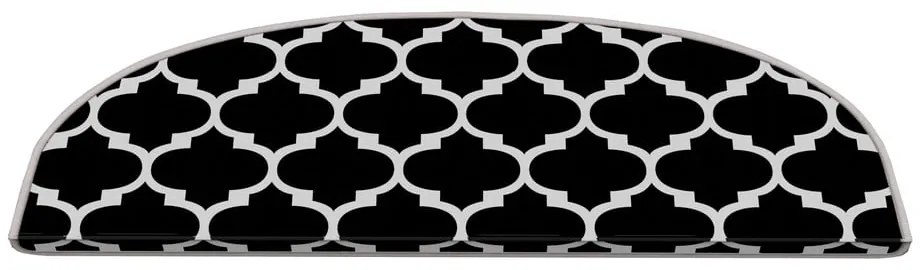 Fekete-fehér lépcsőszőnyeg szett 16 db-os 20x65 cm Madalyon – Vitaus