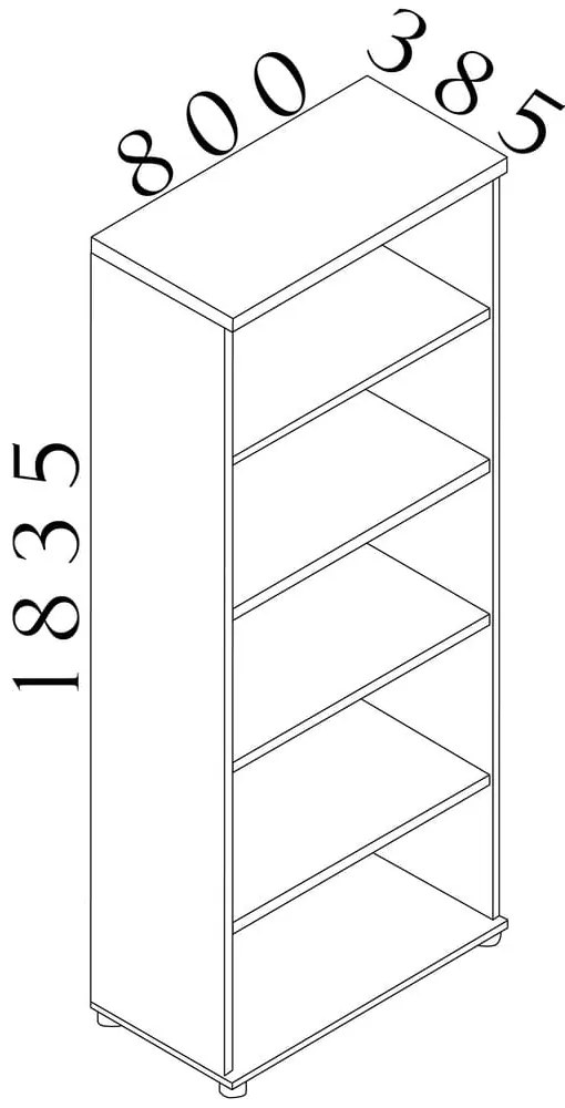 Magas szekrény Visio LUX 80 x 38,5 x 183,5 cm, tölgy