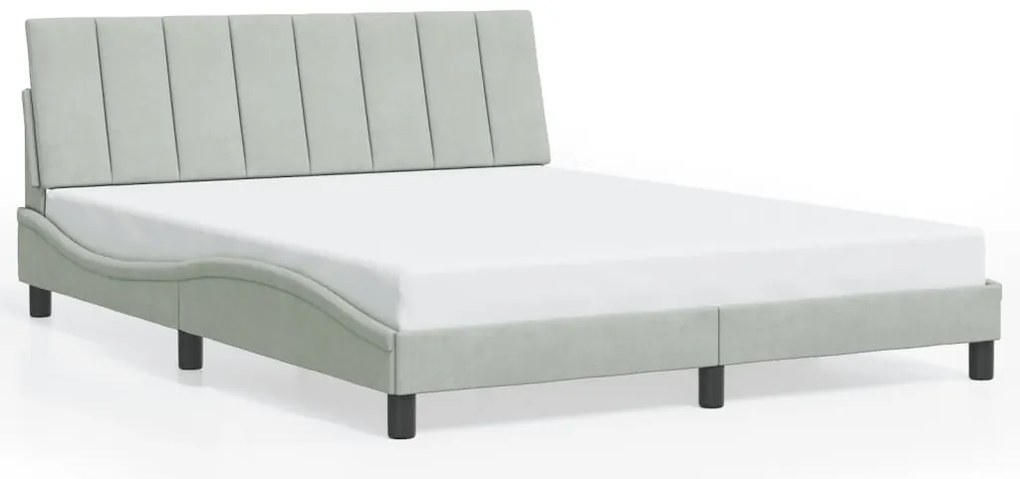 világosszürke bársony ágykeret matrac nélkül Hanko 160 x 200 cm