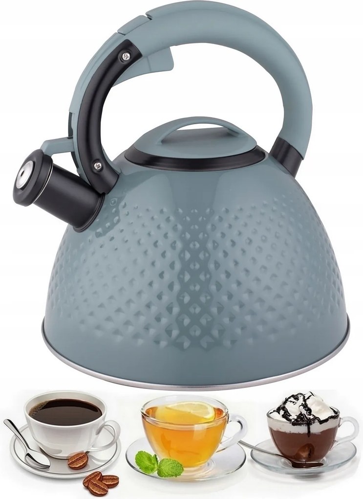 Modern Acél Vízforraló Síppal Gáz Indukciós 3L Edenberg 8854 Kék