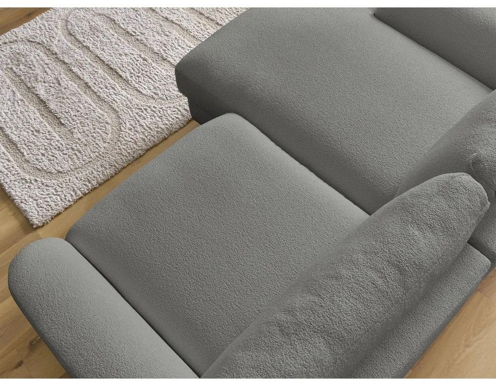 Sötétszürke buklé sarokkanapé (bal oldali-heverő résszel) Leonore – Bobochic Paris