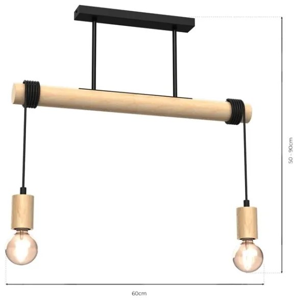 Felületre szerelhető csillár VIGA 2xE27/60W/230V fa