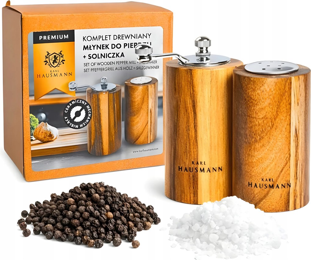Só-bors Daráló Kézi Fa Sószóró Szett Borsszóró 2DB