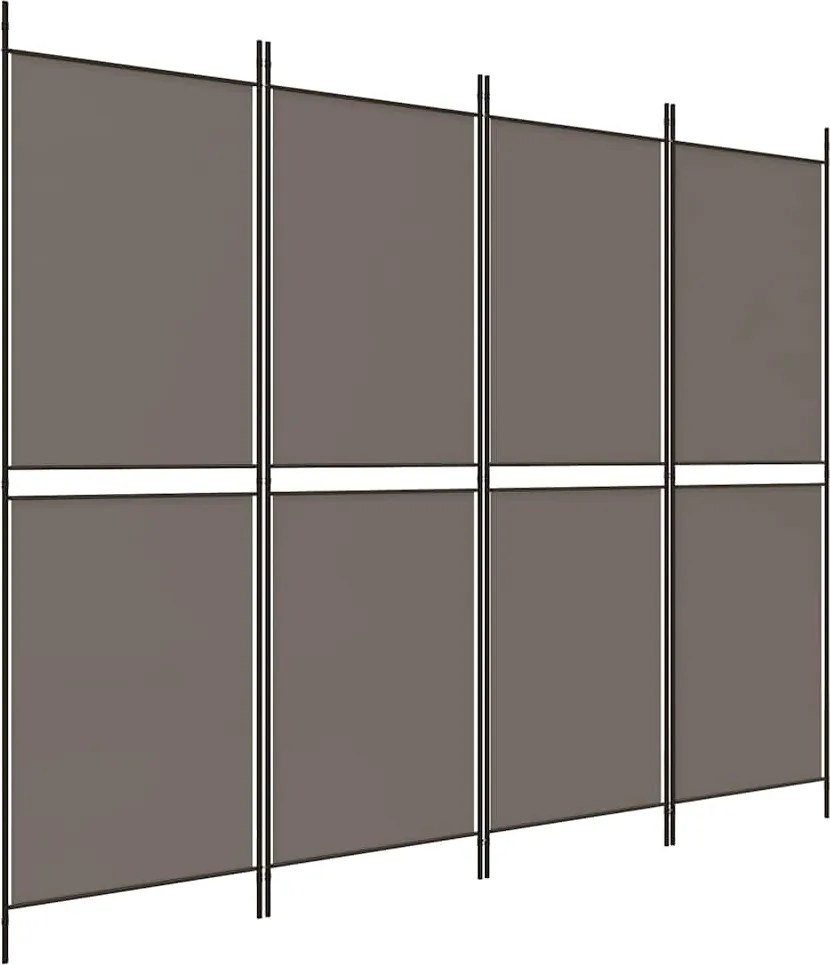 vidaXL 4 paneles antracitszürke szövet térelválasztó 200x220 cm
