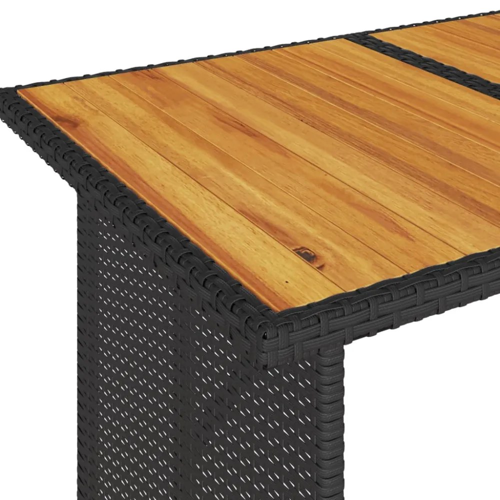fekete polyrattan falapos kerti asztal 110 x 68 x 70 cm