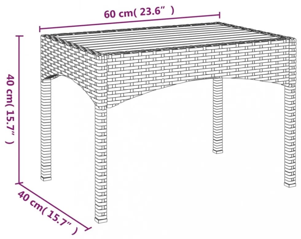2 db fekete polyrattan dönthető kerti szék asztallal