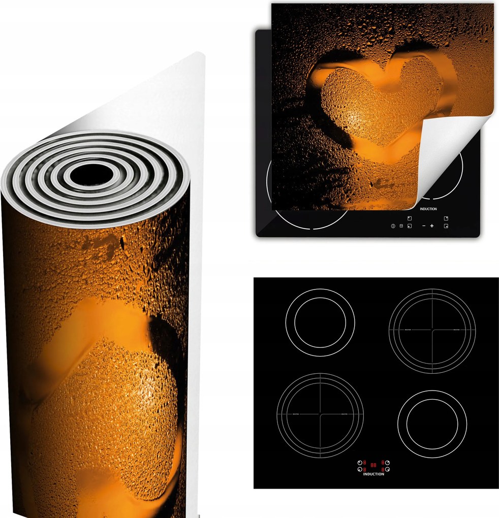 Tűzhelyvédő Szőnyeg Több Helyet Biztosít 60x52 narancssárga szív