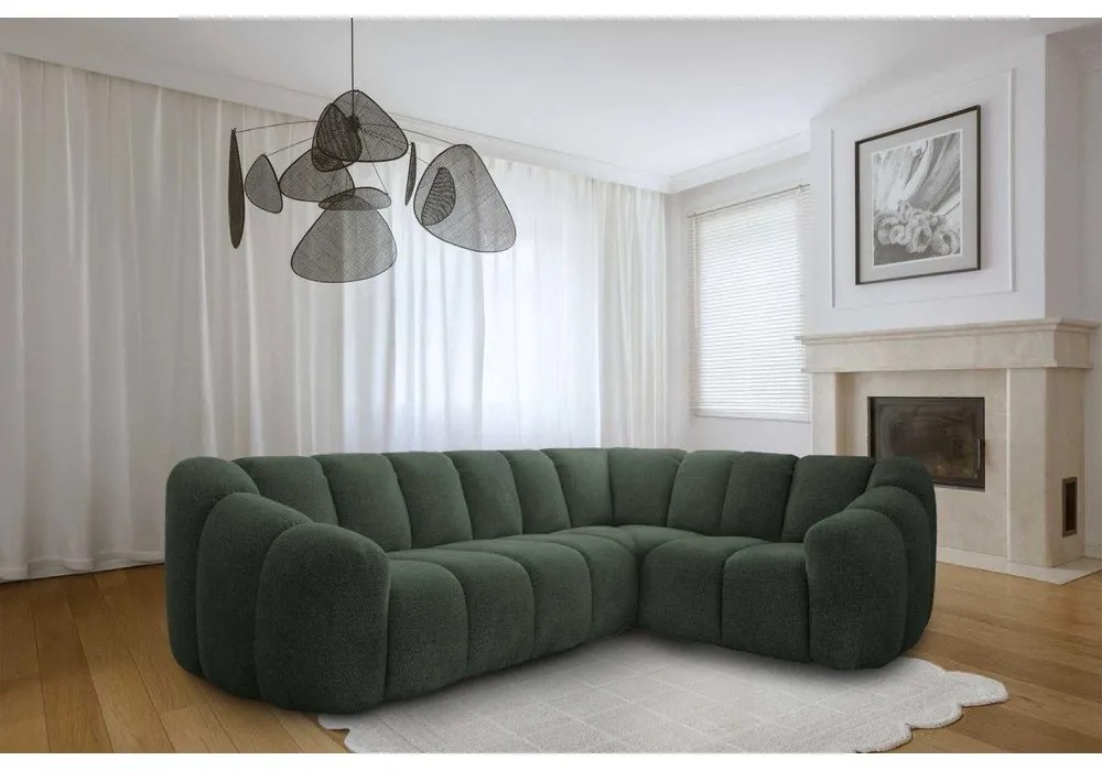 Sötétzöld sarokkanapé (jobb oldali-L alakú) Shell – Miuform