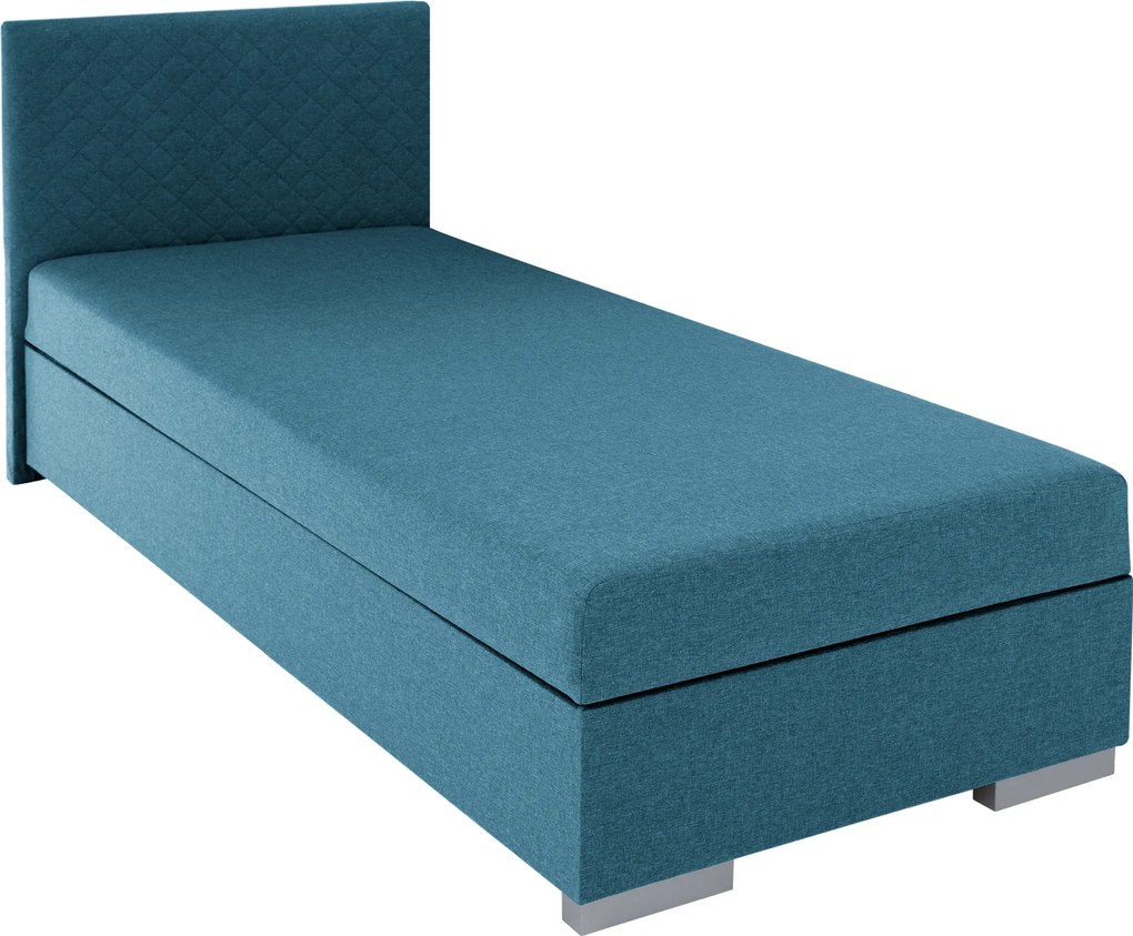 Boxspring ágy, egyszemélyes, azúrkék, 90x200, univerzális, ADARA
