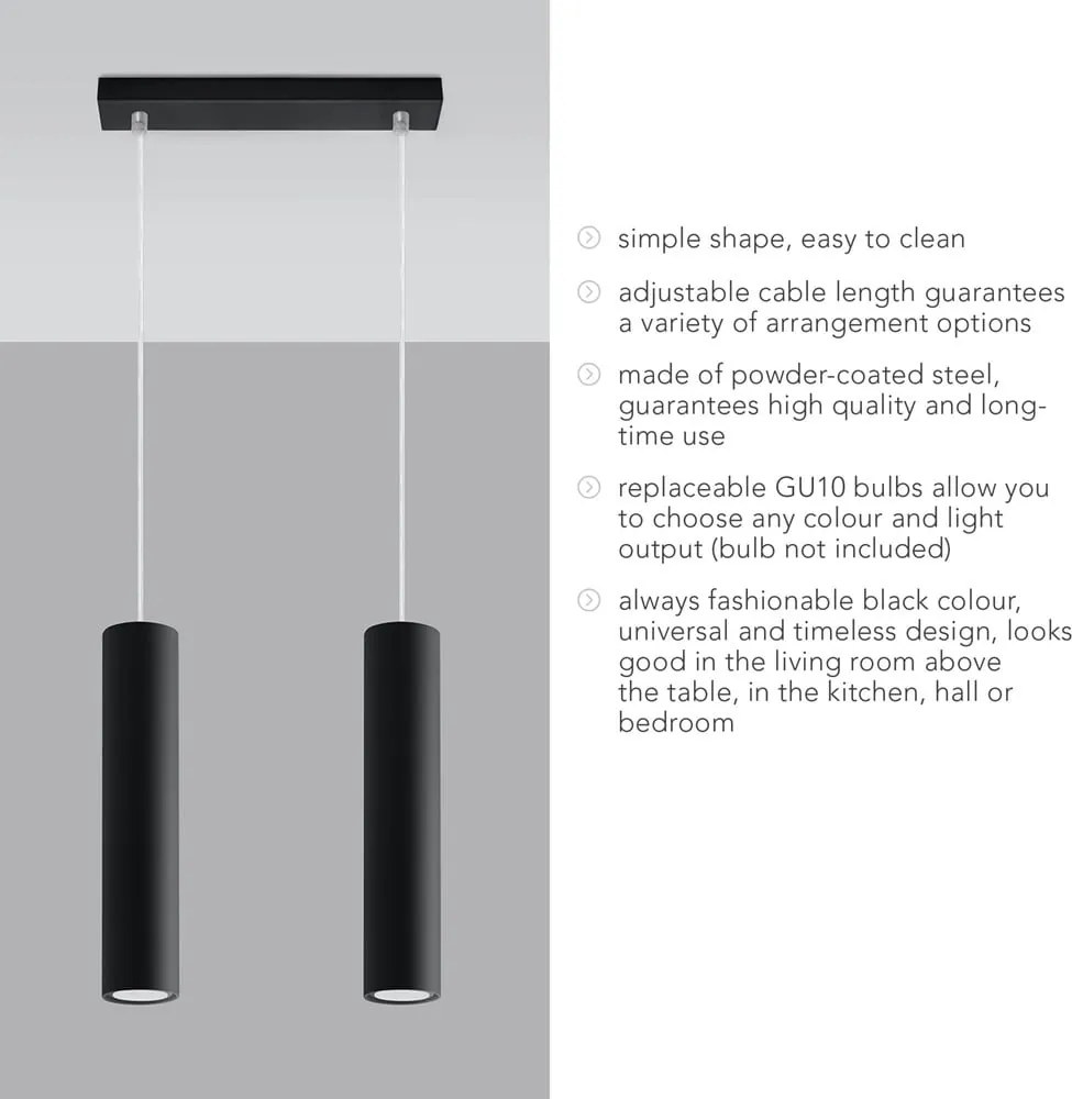 Fekete fém függőlámpa Castro – Sollux