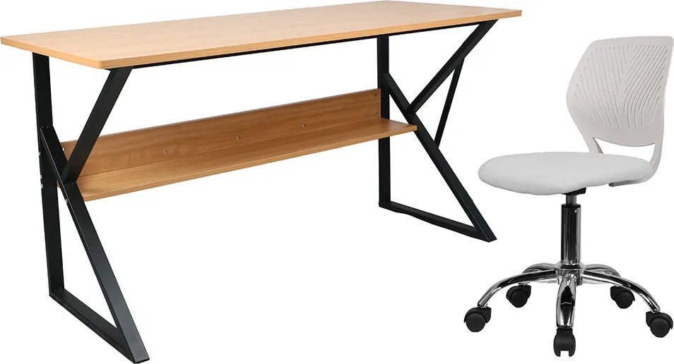 Polcos íróasztal, bükkfa/fekete, TARCAL 140