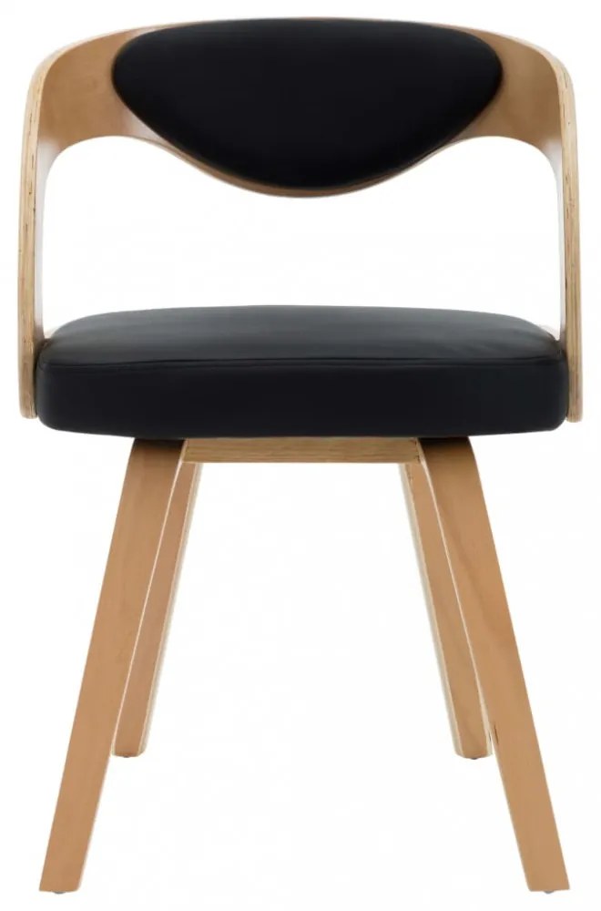 vidaXL 4 db fekete hajlított fa és műbőr étkezőszék