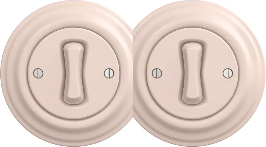 Kliklap - Dupla retro egypólusú kapcsoló 1-es kerettel, antik rózsaszín