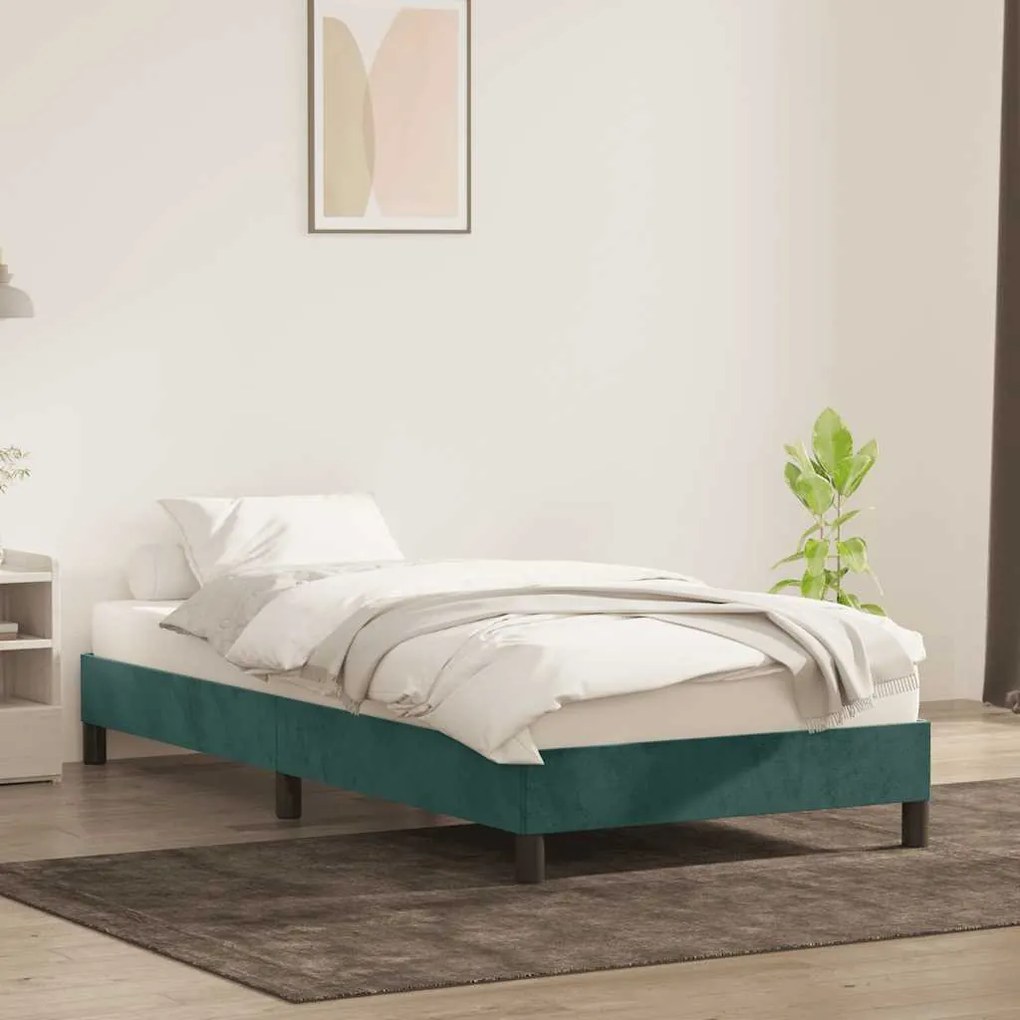 sötétzöld bársony ágykeret matrac nélkül 80x220 cm