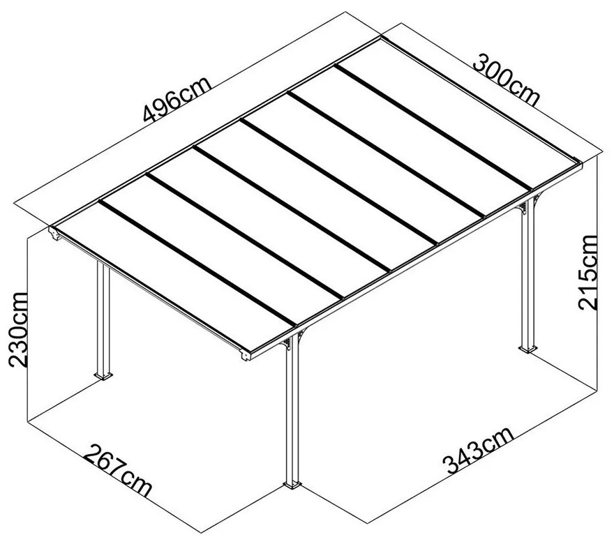 Lapostetős alumínium garázs kocsibeálló antracit 300 cm x 496 cm CP-4L