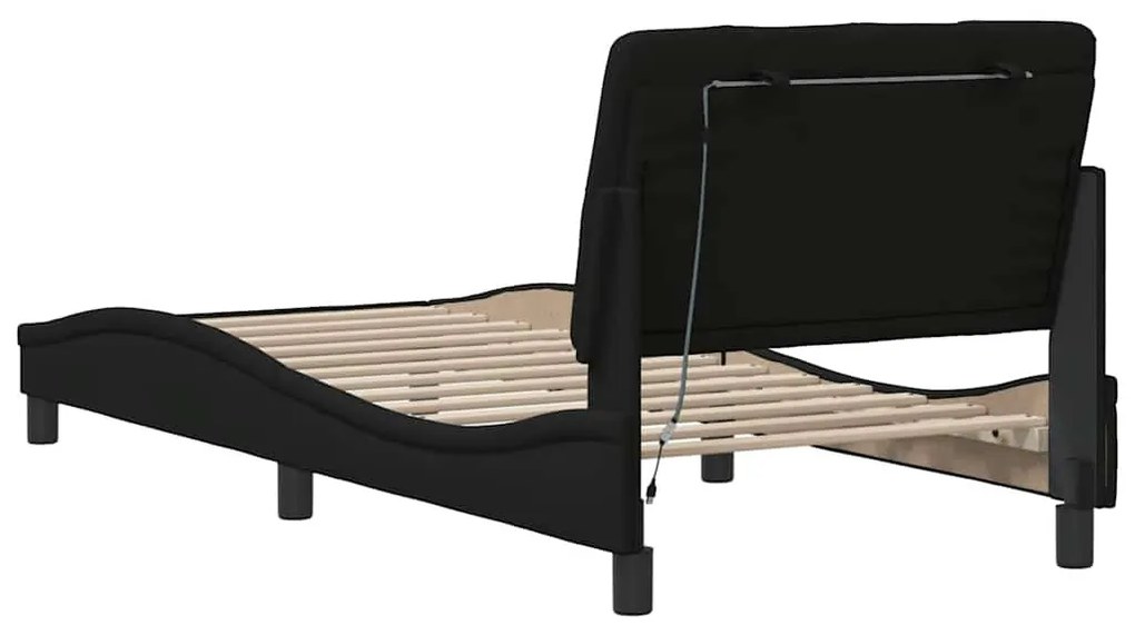 fekete szövet ágykeret LED-es matrac nélkül 80x200 cm 80x200 cm