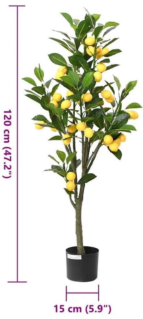 vidaXL zöld mesterséges citromfa 136 levéllel 120 cm