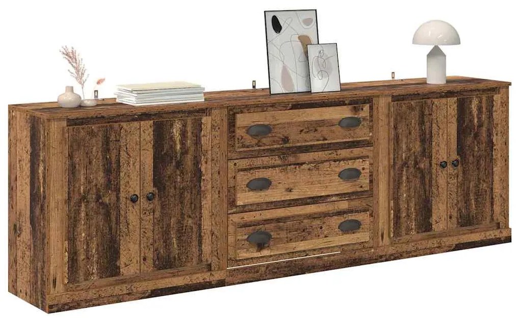 Oldalszekrények 3 pcs Fekete tölgy 210 x 35,5 x 67,5 cm Faanyag