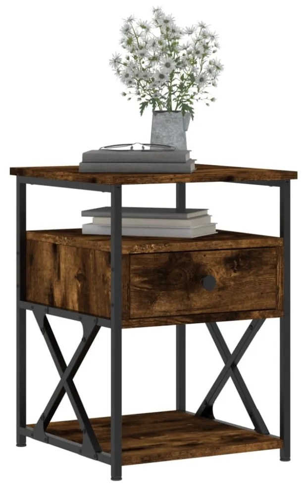 füstös tölgy színű szerelt fa éjjeliszekrény 40x42x55 cm