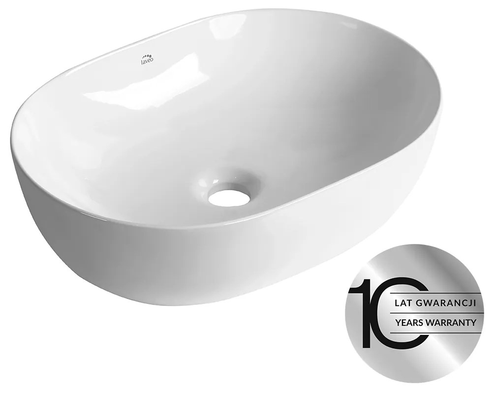 Laveo Lomami, asztali mosdó 485x350x135 mm, fényes fehér, LAV-VUL_6248