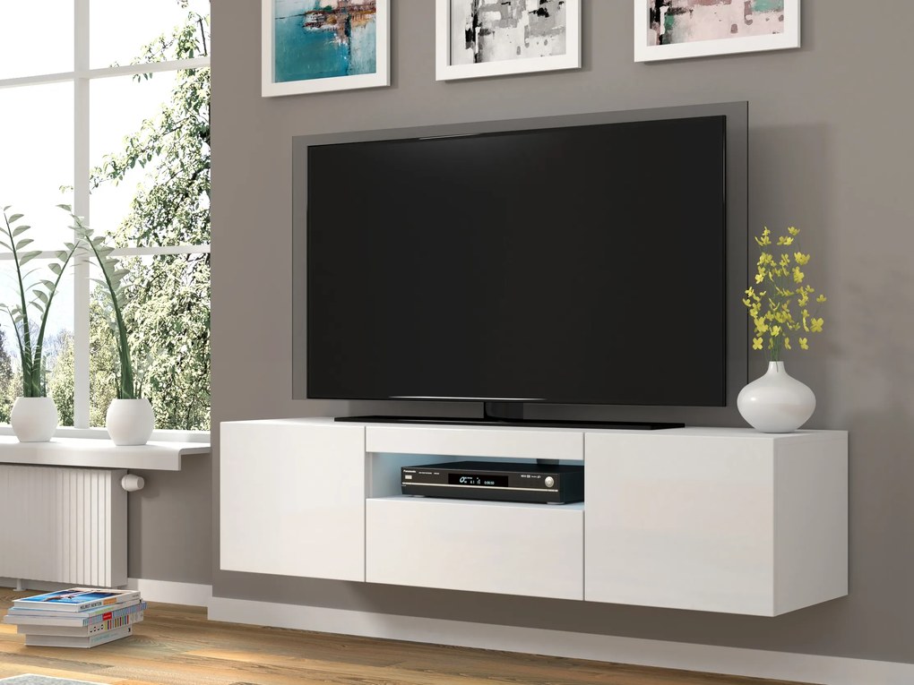 TV asztal/szekrény Aurora (fényes fehér). 1057687