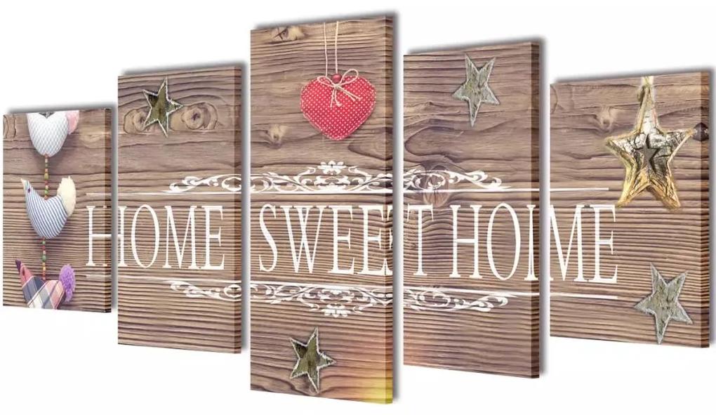 vidaXL Nyomtatott vászon falikép szett "Home Sweet Home" dizájn 100 x 50 cm