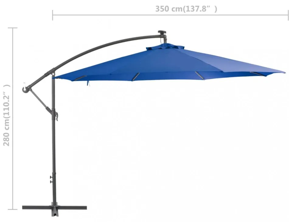 kék konzolos napernyő alumíniumrúddal 350 cm