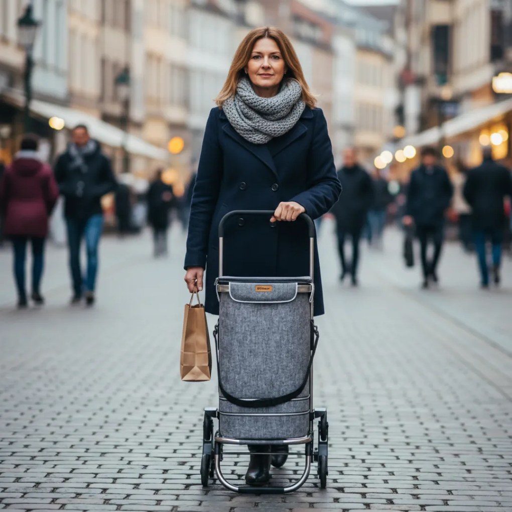 COMFORT bevásárlótáska lépcsőjáró kerekekkel, 50l, szürke Jurhan