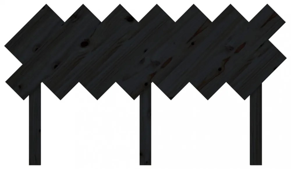 fekete tömör fenyőfa ágyfejtámla 141x3x80,5 cm