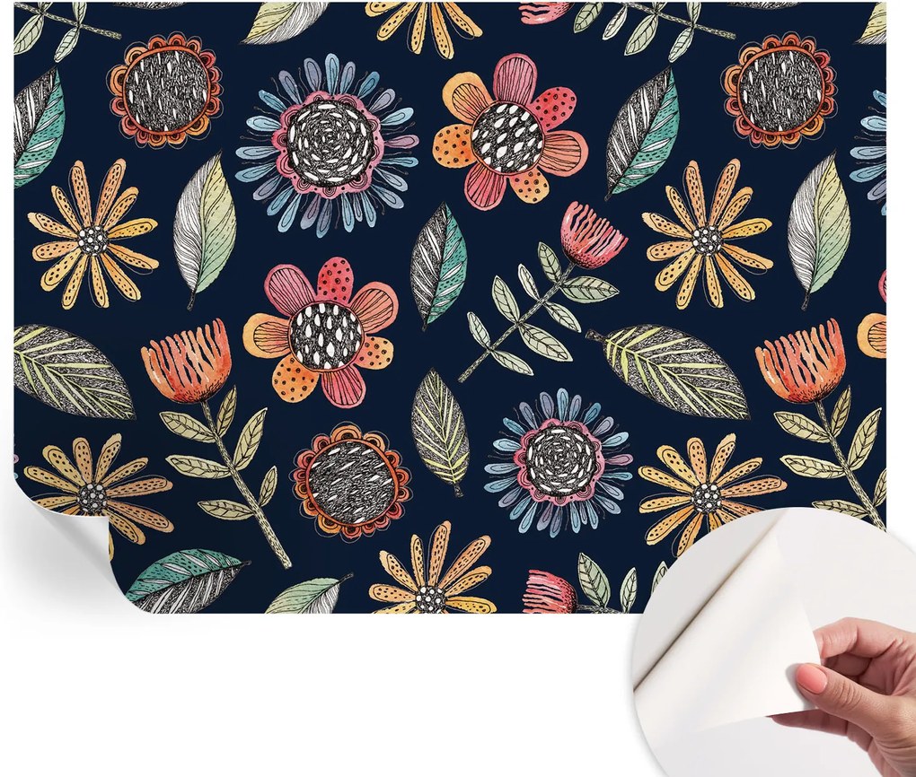 Modern öntapadós fali fotótapéta Virágos mozaik 312x219 cm