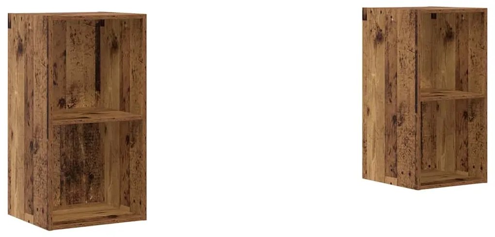 Fali TV Szekrény 2 pcs Régi fa 37 x 37 x 72 cm Faanyag